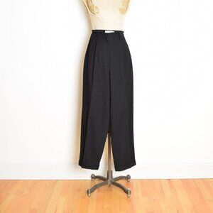 vintage Y2K pants black wool high waisted rise pleated trousers slacks XS S